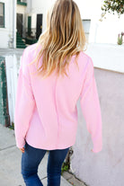 Haptics Pink Mineral Washed Ribbed Notch Neck Pocket Top Shirts & Tops