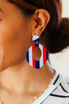 Americana Oval Cut-Out Resin Dangle Earrings ICON