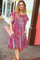 Haptics Fuchsia & Teal Abstract Dot Yoke Woven Dress Final Sale Haptics