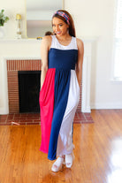 Haptics Patriotic Color Block Fit & Flare Maxi Dress Final Sale Haptics