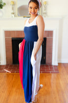 Haptics Patriotic Color Block Fit & Flare Maxi Dress Final Sale Haptics