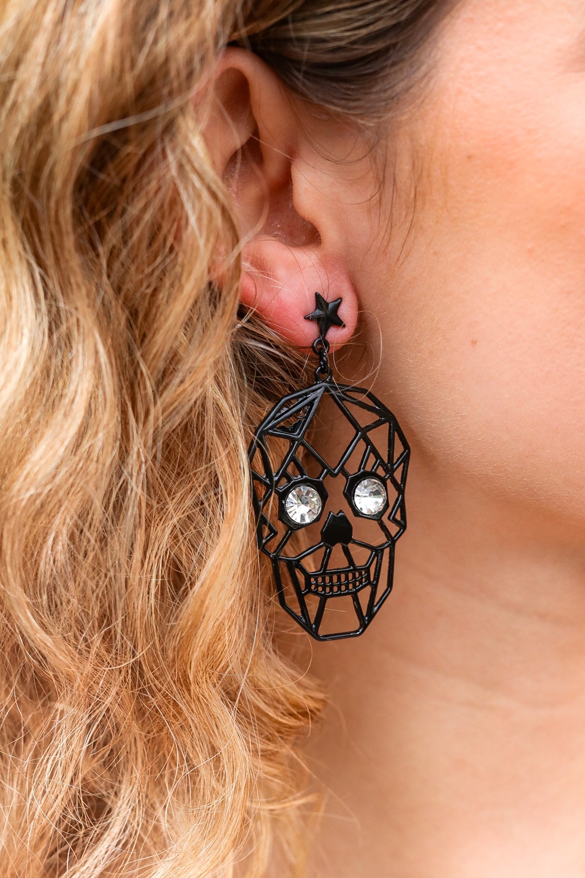 ICON Skull Rhinestone Eyes Dangle Earrings ICON