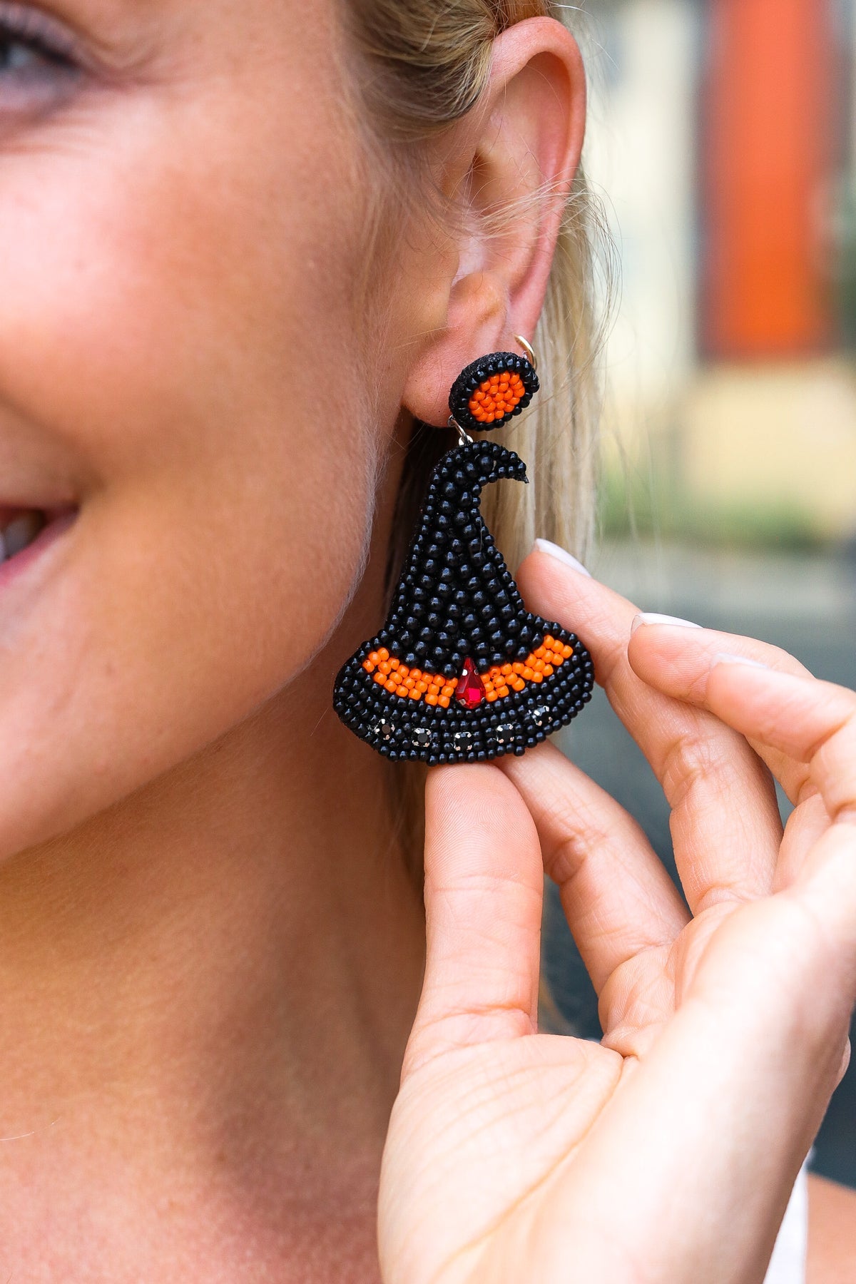 ICON Witch Hat Beaded Halloween Earings ICON