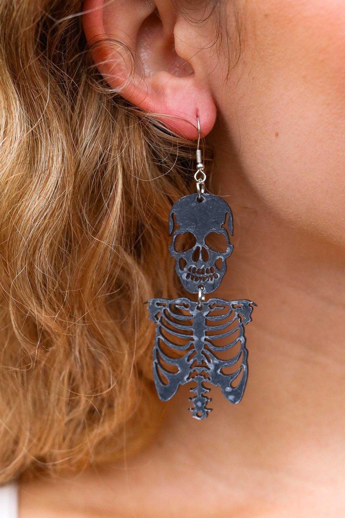 Black Skeleton Acrylic Drop Earrings ICON