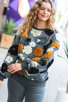 Haptics Grey Embroidered Sherpa Flower Pullover Haptics