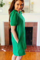 Jodifl Boldy You Kelly Green Textured Puff Sleeve Dress Final Sale Jodifl