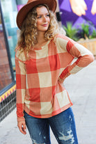 Haptics Rust Checker Plaid French Terry Top Haptics