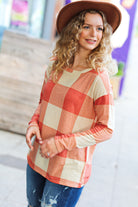 Haptics Rust Checker Plaid French Terry Top Haptics