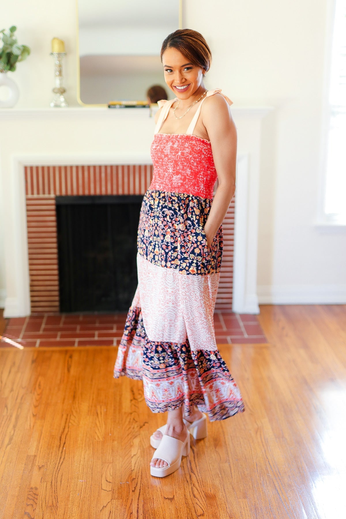 floral smocked tube top