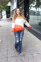 Haptics Adorable You Camel & Orange Color Block Sweater Haptics