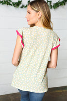Haptics Mint Floral French Terry Ruffle Sleeve Top 07-01-25 Summer Sale