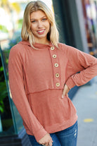 Haptics Rust Princess Line Out Seam Button Down Hoodie Haptics