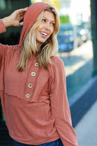 Haptics Rust Princess Line Out Seam Button Down Hoodie Haptics