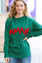 Haptics Merry Hunter Green Pop Up Lurex Sweater Haptics