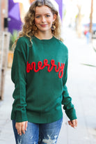 Haptics Merry Hunter Green Pop Up Lurex Sweater Haptics