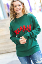 Haptics Merry Hunter Green Pop Up Lurex Sweater Haptics