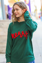 Haptics Merry Hunter Green Pop Up Lurex Sweater Haptics