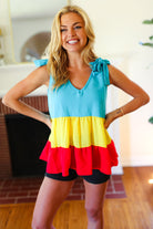 Haptics Multicolor Tiered Shoulder Tie Bow Crepe Top Final Sale 07-01-25 Summer Sale