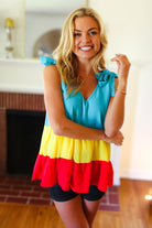 Haptics Multicolor Tiered Shoulder Tie Bow Crepe Top Final Sale 07-01-25 Summer Sale