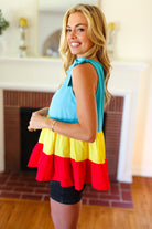 Haptics Multicolor Tiered Shoulder Tie Bow Crepe Top Final Sale 07-01-25 Summer Sale