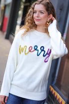 Haptics Merry White Pop Up Lurex Sweater Haptics