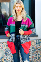 Haptics Magenta & Hunter Green Two Tone Cardigan Haptics