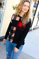 Haptics Red & Fawn Plaid Color block Outseam Top Haptics