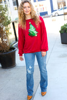 Haptics More The Merrier Red Sequin Christmas Tree Hacci Top