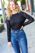 Haptics Can't Help But Love Black Shirred Velvet Mesh Blouse final sale Haptics