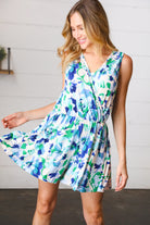 Haptics Green & Blue Floral Sleeveless Surplice Romper Final Sale