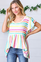 Haptics Lavender Rainbow Stripe Babydoll To Final Sale