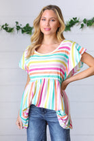 Haptics Lavender Rainbow Stripe Babydoll To Final Sale