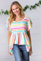 Haptics Lavender Rainbow Stripe Babydoll To Final Sale