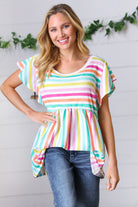 Haptics Lavender Rainbow Stripe Babydoll To Final Sale
