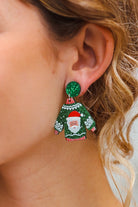 Green Christmas Sweater Acrylic Dangle Earrings ICON