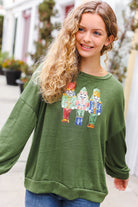 Haptics Be Merry Forest Green Nutcracker Sequin Hacci Top Final Sale