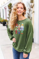 Haptics Be Merry Forest Green Nutcracker Sequin Hacci Top Final Sale