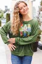 Haptics Be Merry Forest Green Nutcracker Sequin Hacci Top Final Sale