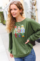 Haptics Be Merry Forest Green Nutcracker Sequin Hacci Top Final Sale