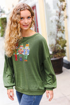Haptics Be Merry Forest Green Nutcracker Sequin Hacci Top Final Sale
