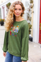 Haptics Be Merry Forest Green Nutcracker Sequin Hacci Top Final Sale