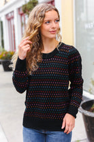 Haptics Spread Joy Black & Multicolor Jacquard Knit Sweater Haptics