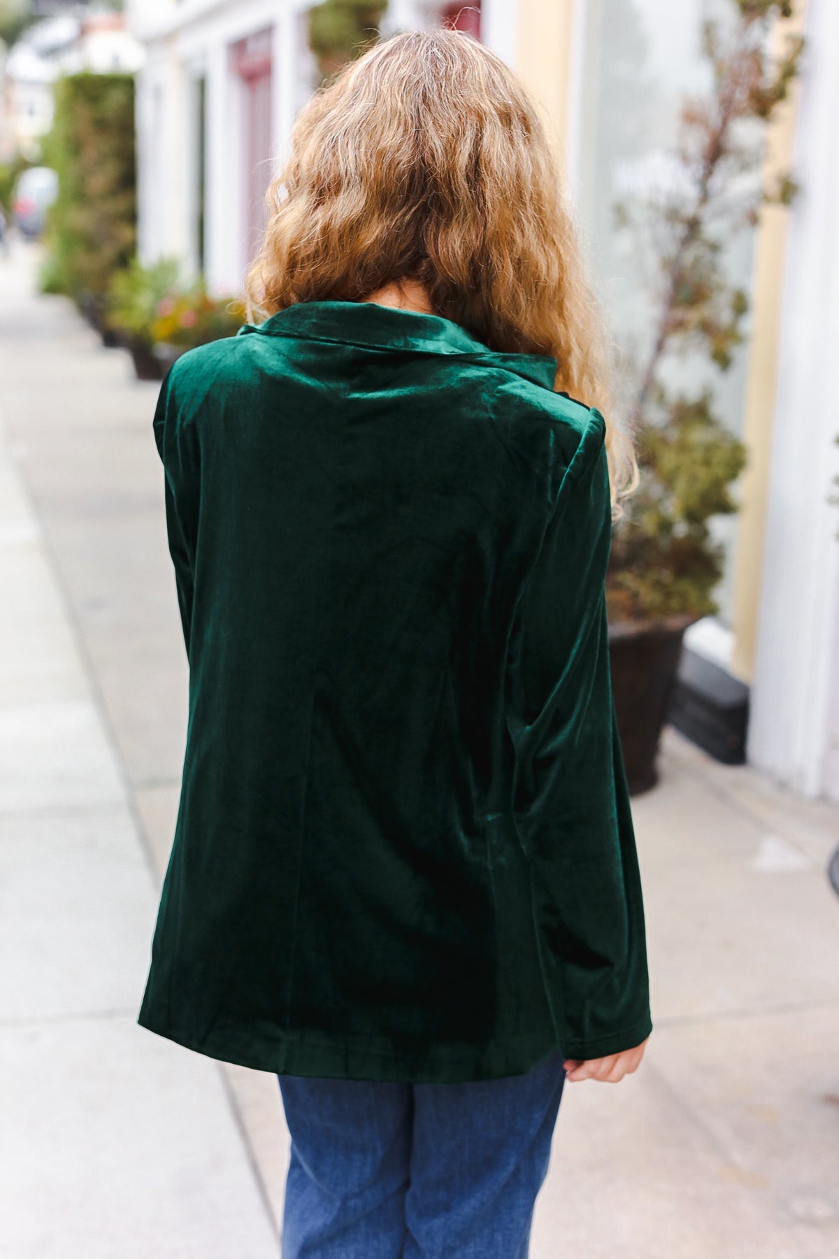 Haptics Holiday Stunner Hunter Green Velvet Lapel Blazer Haptics