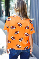 Haptics Game Day Orange Football Print Knit Top Haptics