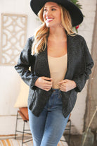 Haptics Black Holiday Matte Foiled Cheetah Print Blazer Jacket Final Sale