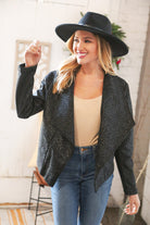Haptics Black Holiday Matte Foiled Cheetah Print Blazer Jacket Final Sale