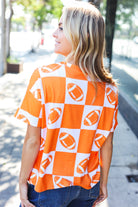 Haptics Turn Up The Volume Orange Football Checker Top Haptics