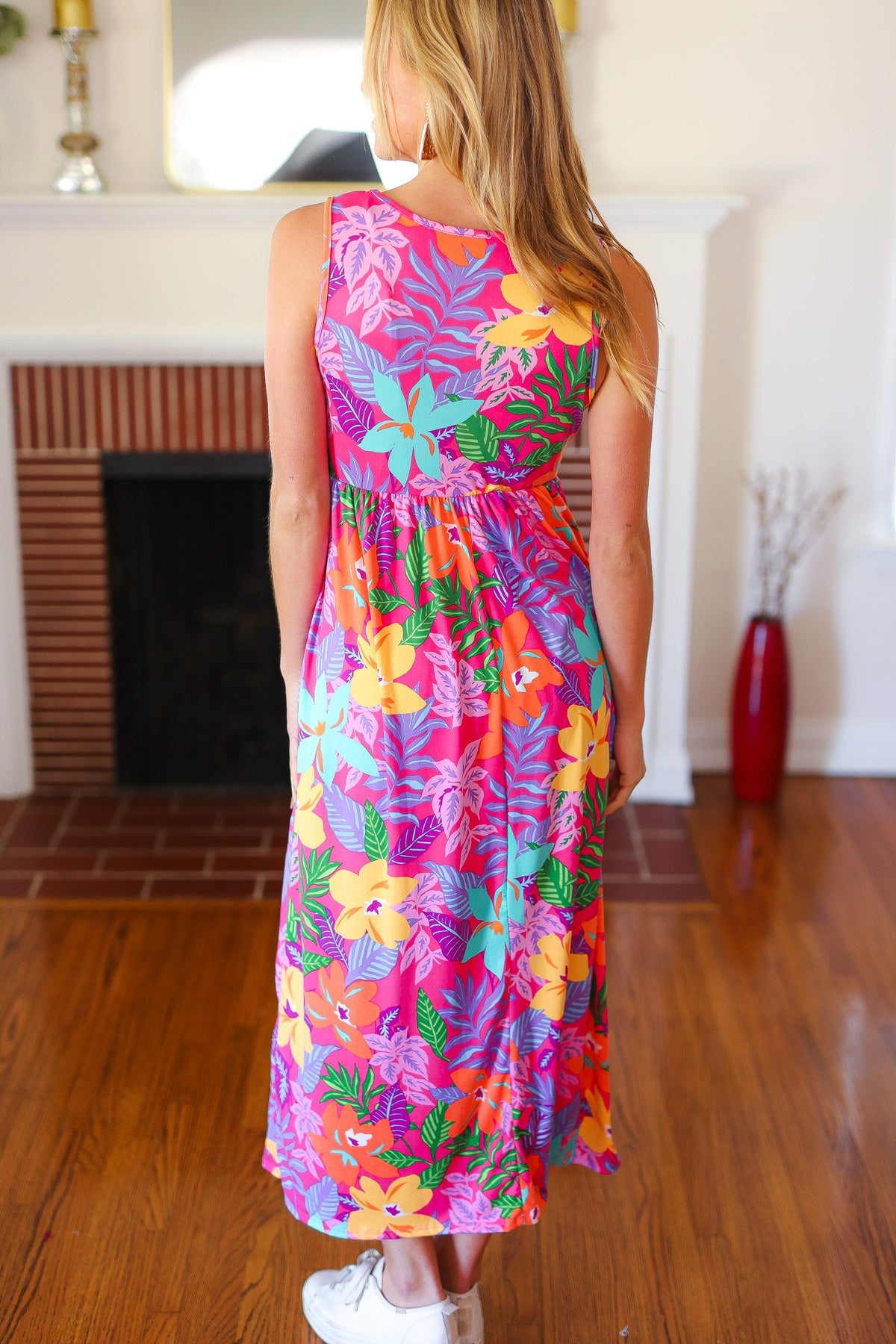 Haptics Diva Dreams Multicolor Tropical Floral Fit & Flare Maxi Dress Haptics