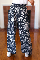 Haptics You Got This Black Paisley Floral Smocked Waist Palazzo Pants Haptics