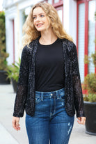 Haptics Black Sequin Open Blazer Haptics